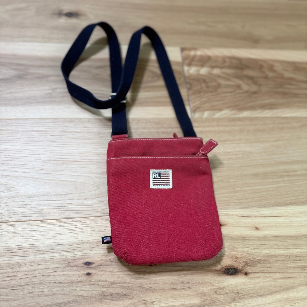 Ralph Lauren Polo Jeans Co Crossbody Bag  Red Canvas Vintage Y2k Streetwear 90s